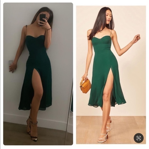 Reformation Juliette Dress in Emerald *NEW* - Picture 1 of 6